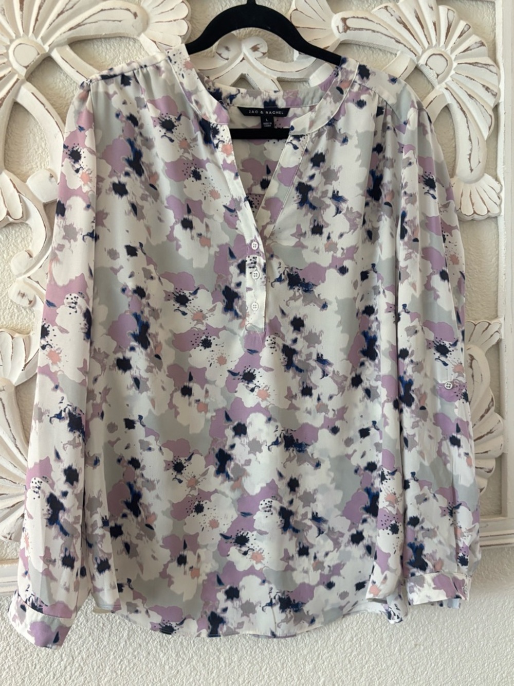 Zac & Rachel Lavender, Navy and White Floral Blouse